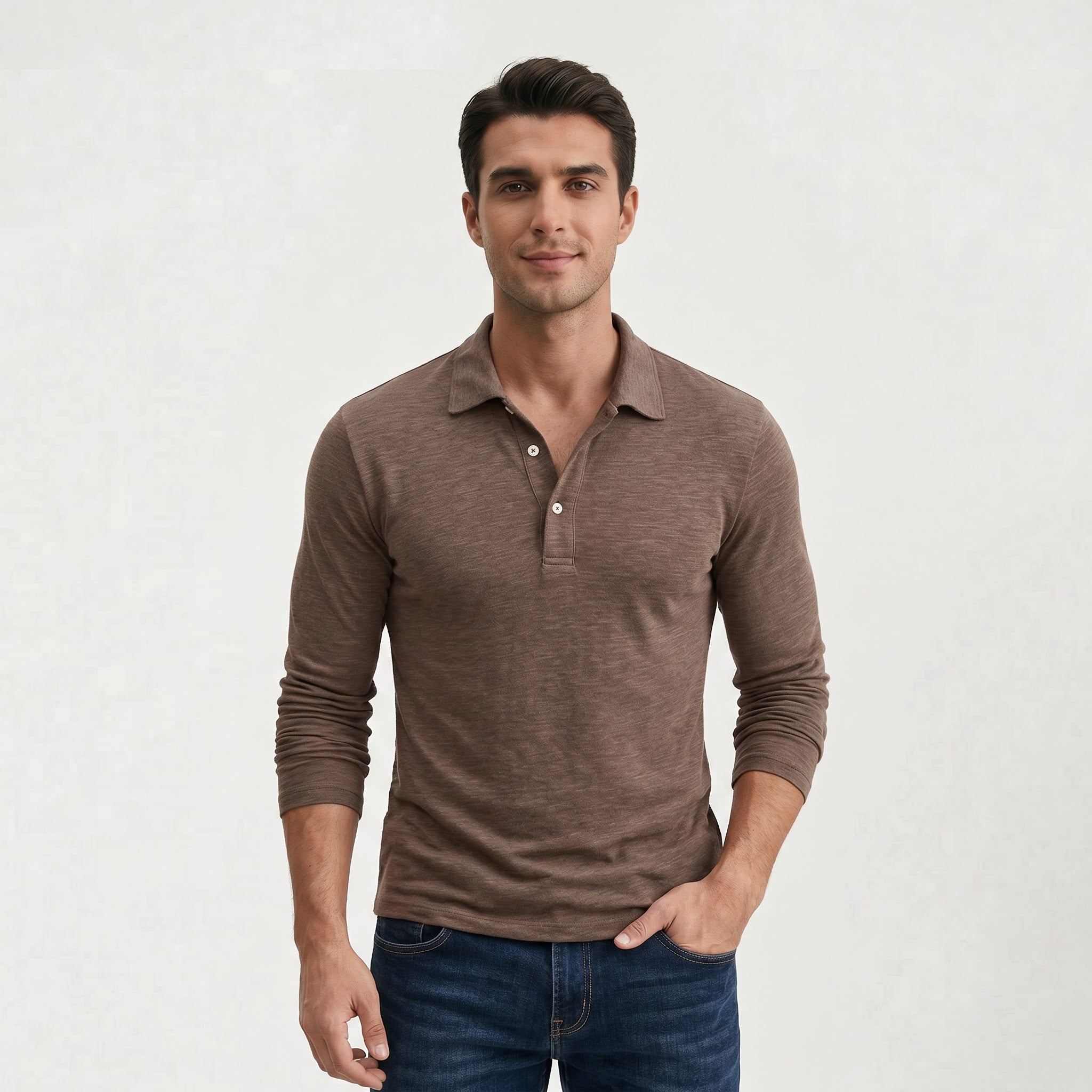 Polo pour hommes Manches longues Slim Look Casual