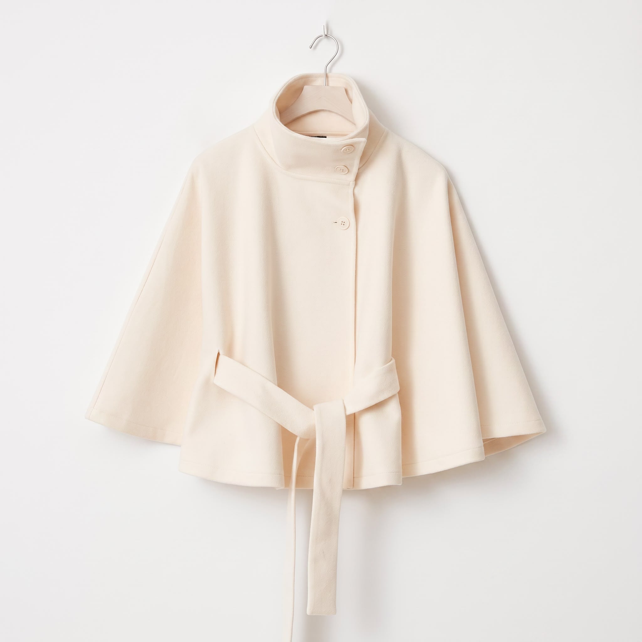 Veste de cape femmes Coupe régulière, ceinture nœud papillon à col montant hiver