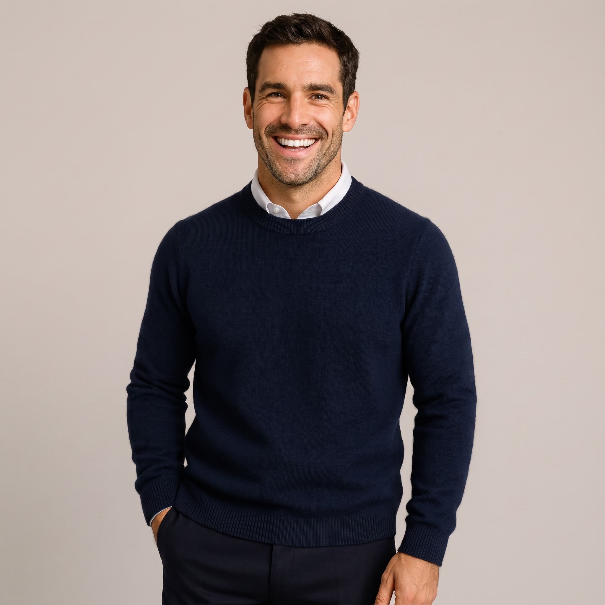 Pull classique en tricot pour hommes à col rond