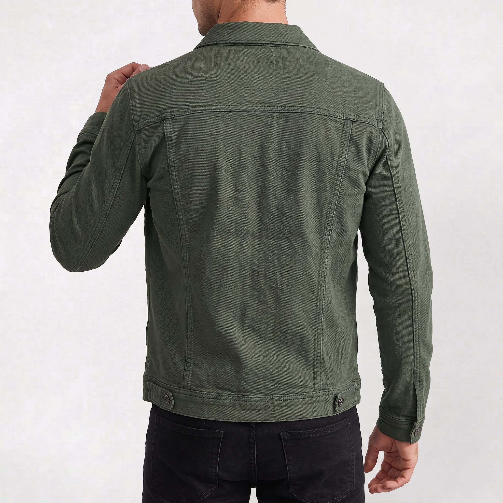 Veste en jean homme en coton avec boutons, style décontracté pour l’automne