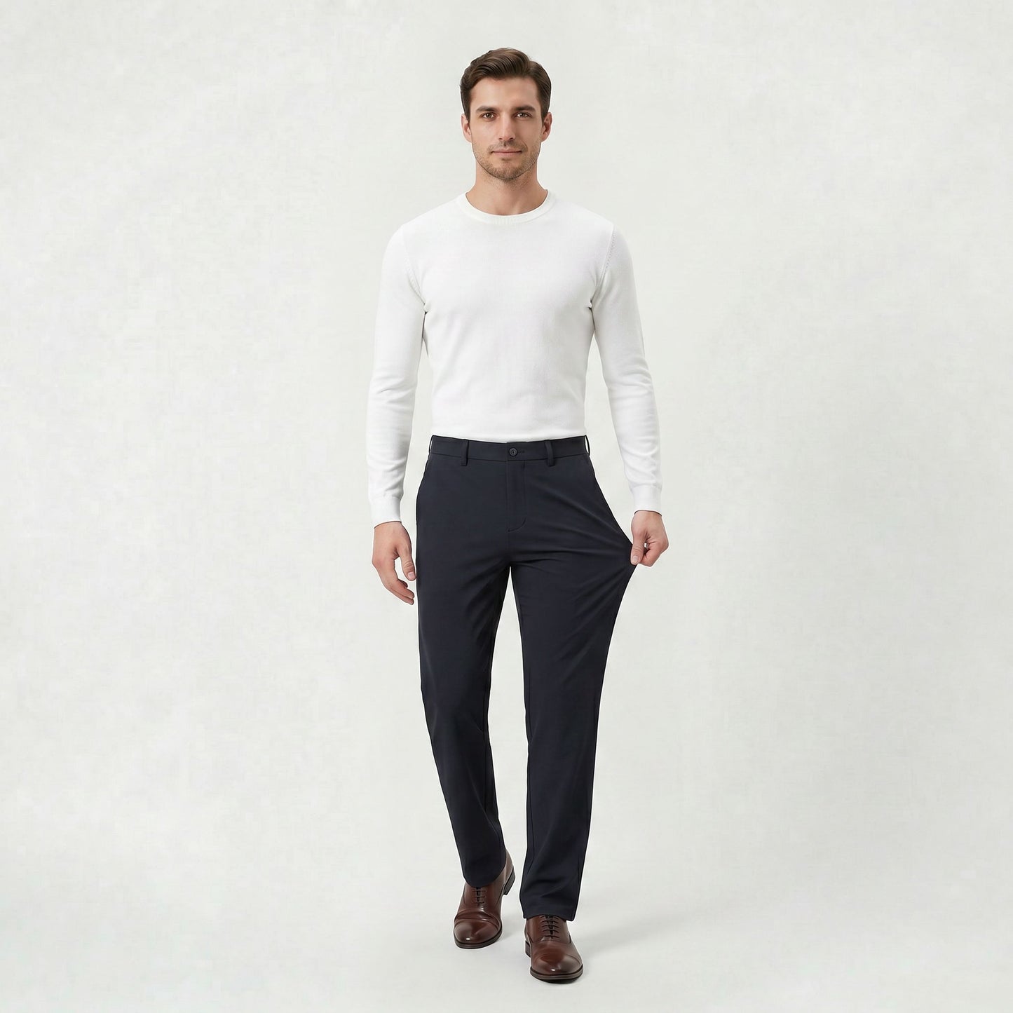 Pantalon Habillé Homme Slim Fit Stretch Coupe Droite Classique