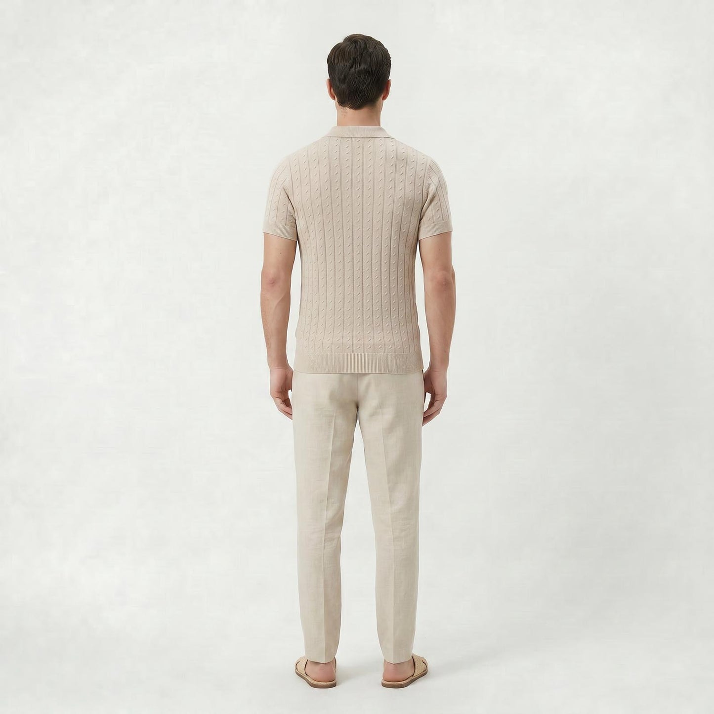 Polo en maille beige pour homme pour tenues estivales chic décontractées