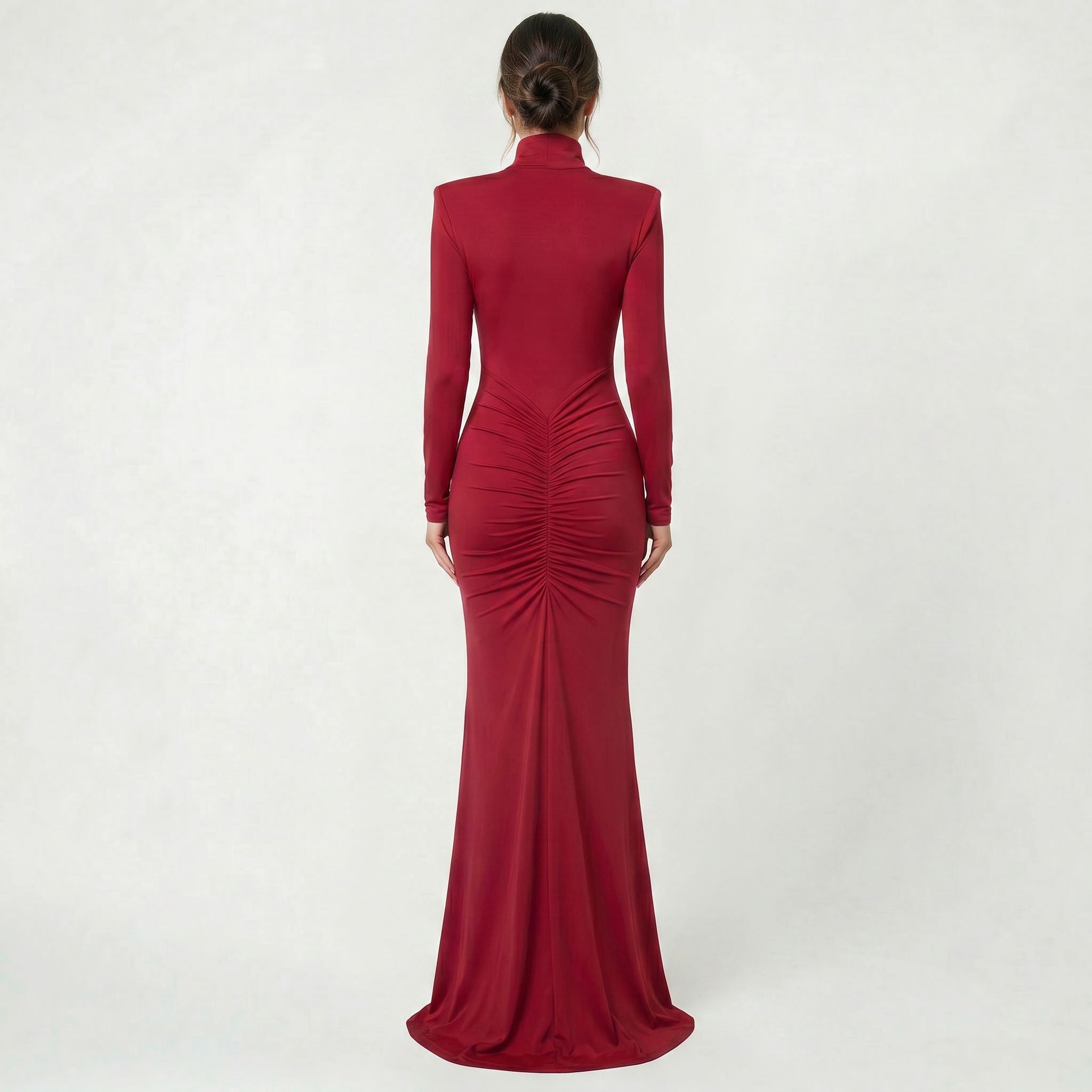 Robe Midi à Col Roulé pour Femme Élégante Coupe Slim à Manches Longues