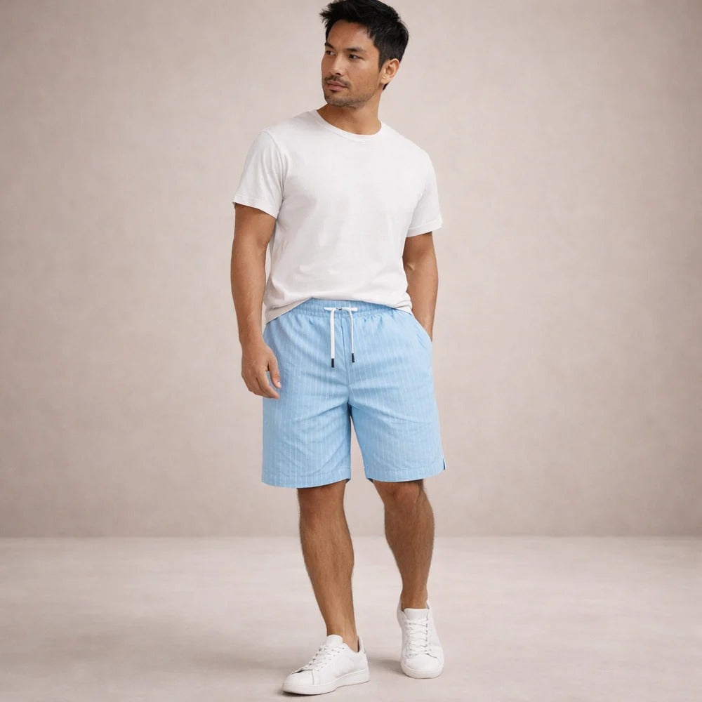 Short homme Lin, coupe régulière, respirant, décontracté d’été