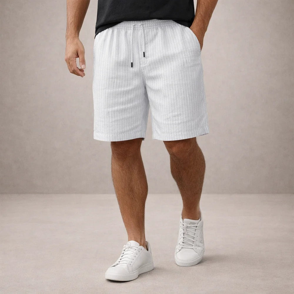 Short homme Lin, coupe régulière, respirant, décontracté d’été