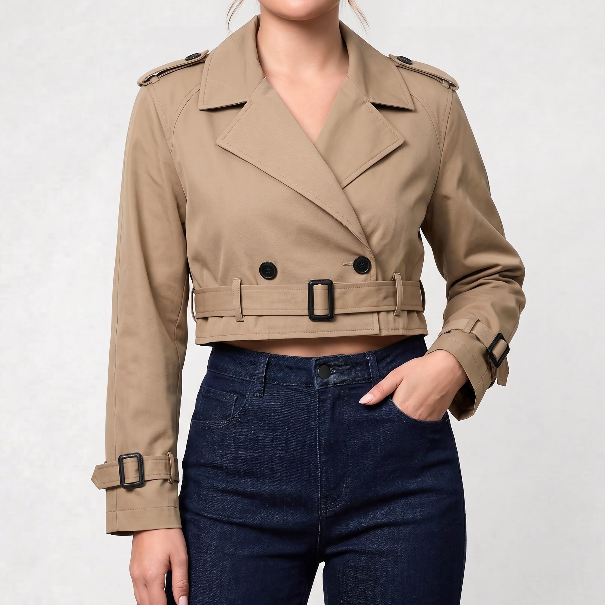 Trench-coat femmes Coupe régulière en coton short