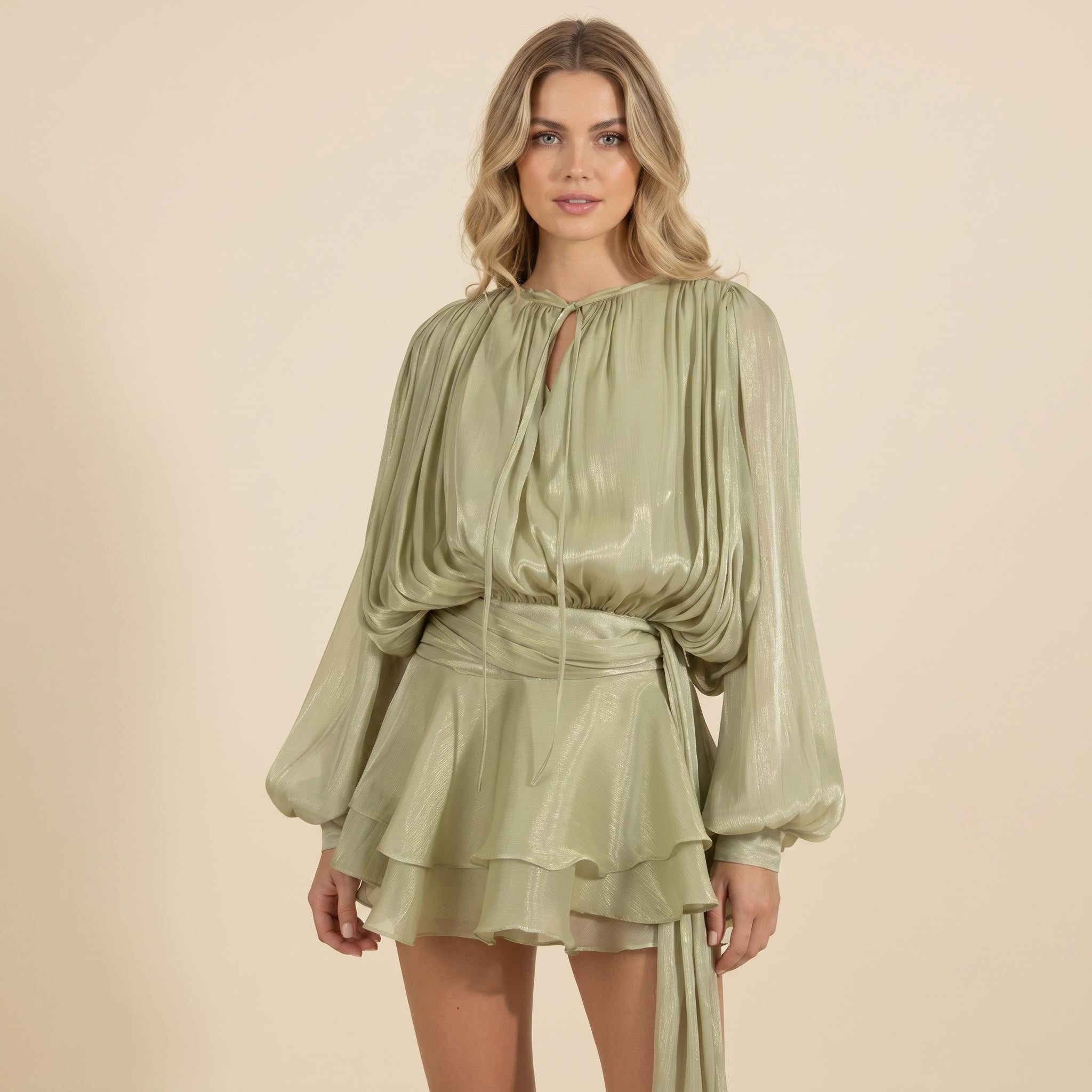 Robe courte femme manches ballon fluide