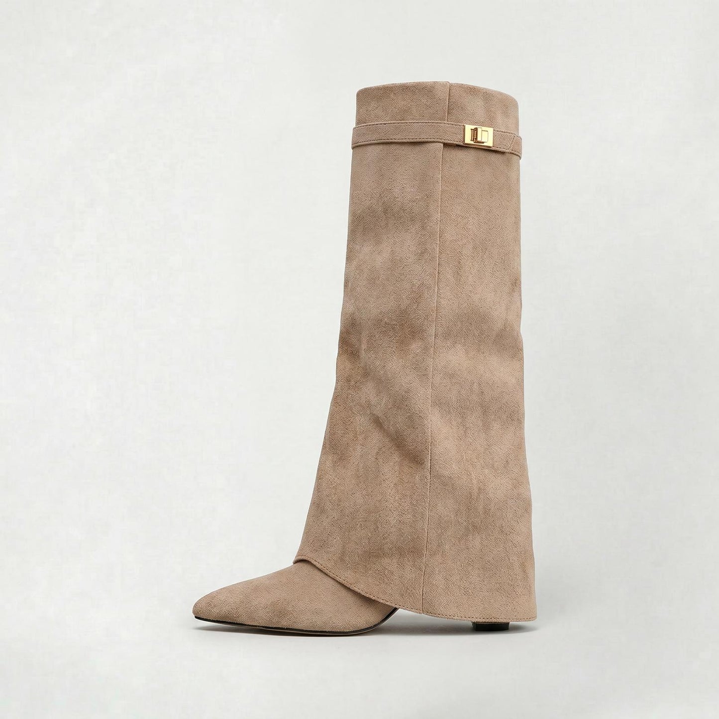 Bottes mi-mollet de luxe pour femme à bout pointu et talon bloc classique