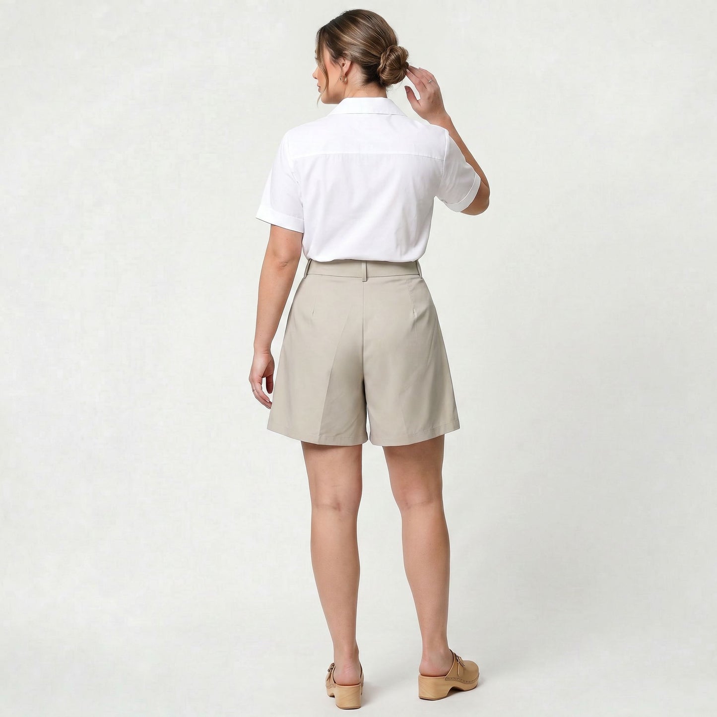Short taille haute femme en tissu doux coupe large confortable