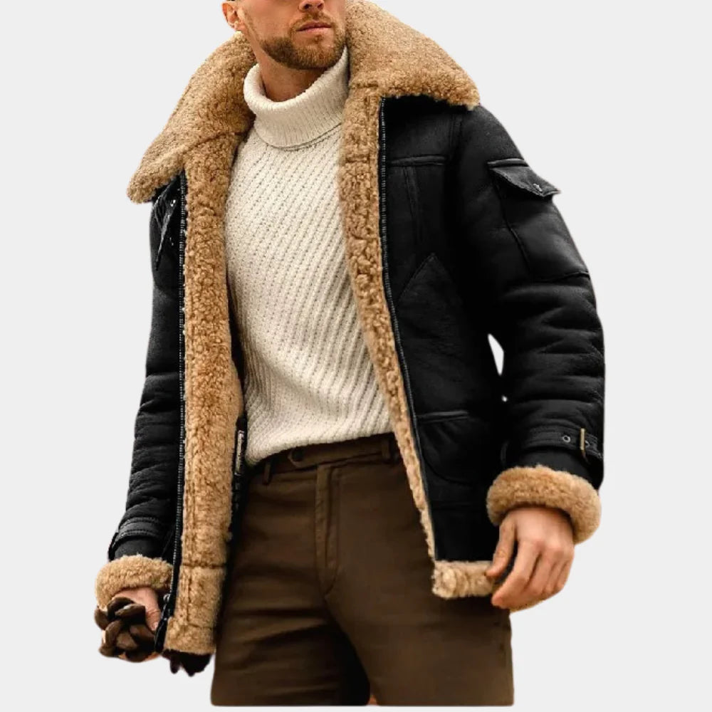 Aviator Leather Winter Jacket Timeless Warmth with a Rugged Edge