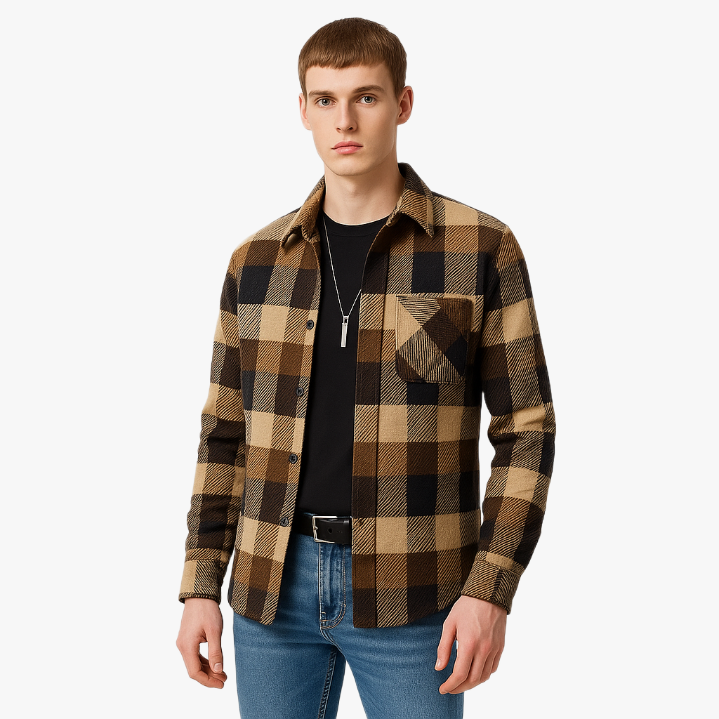 Chemise à carreaux décontractée pour homme