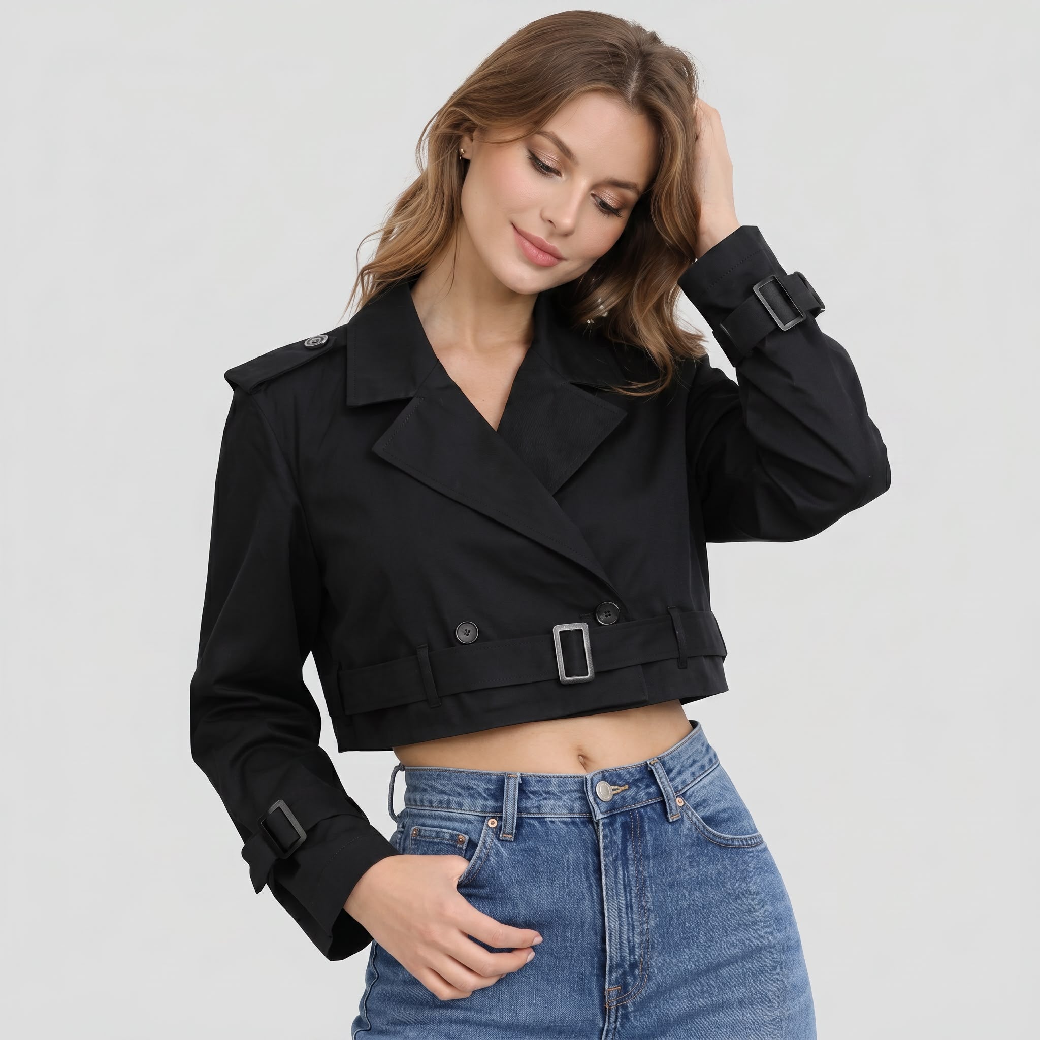 Trench-coat femmes Coupe régulière en coton short