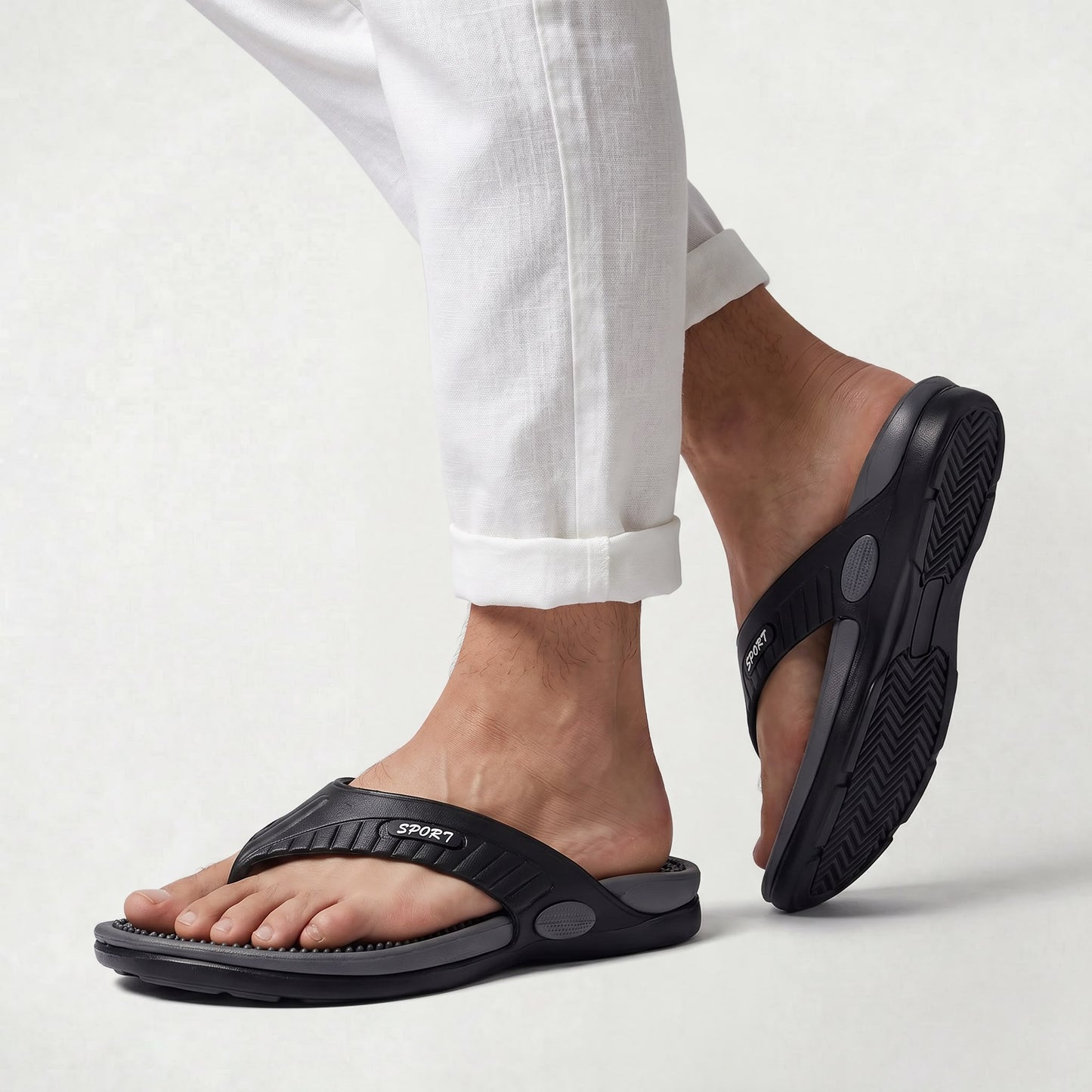 Tongs minimalistes classiques pour homme avec semelle amortissante raffinée