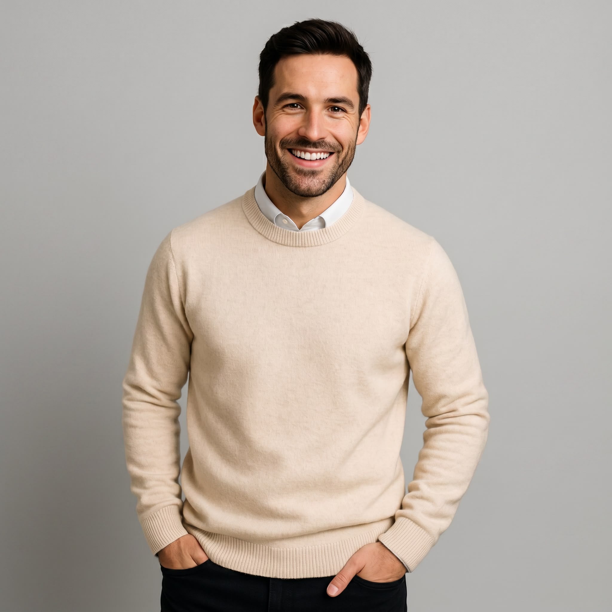 Pull classique en tricot pour hommes à col rond