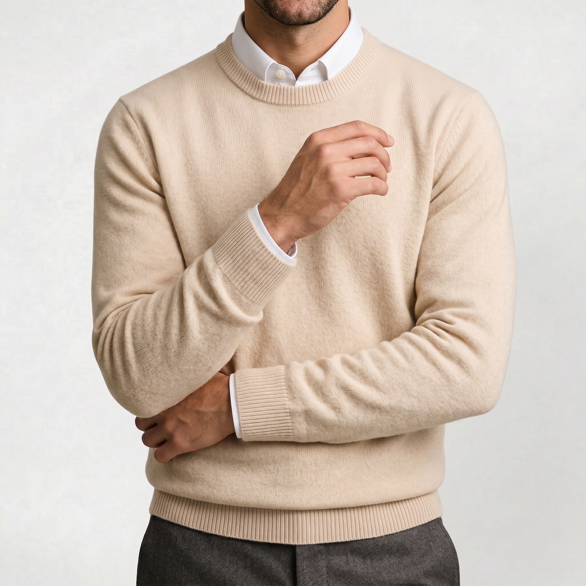 Pull classique en tricot pour hommes à col rond