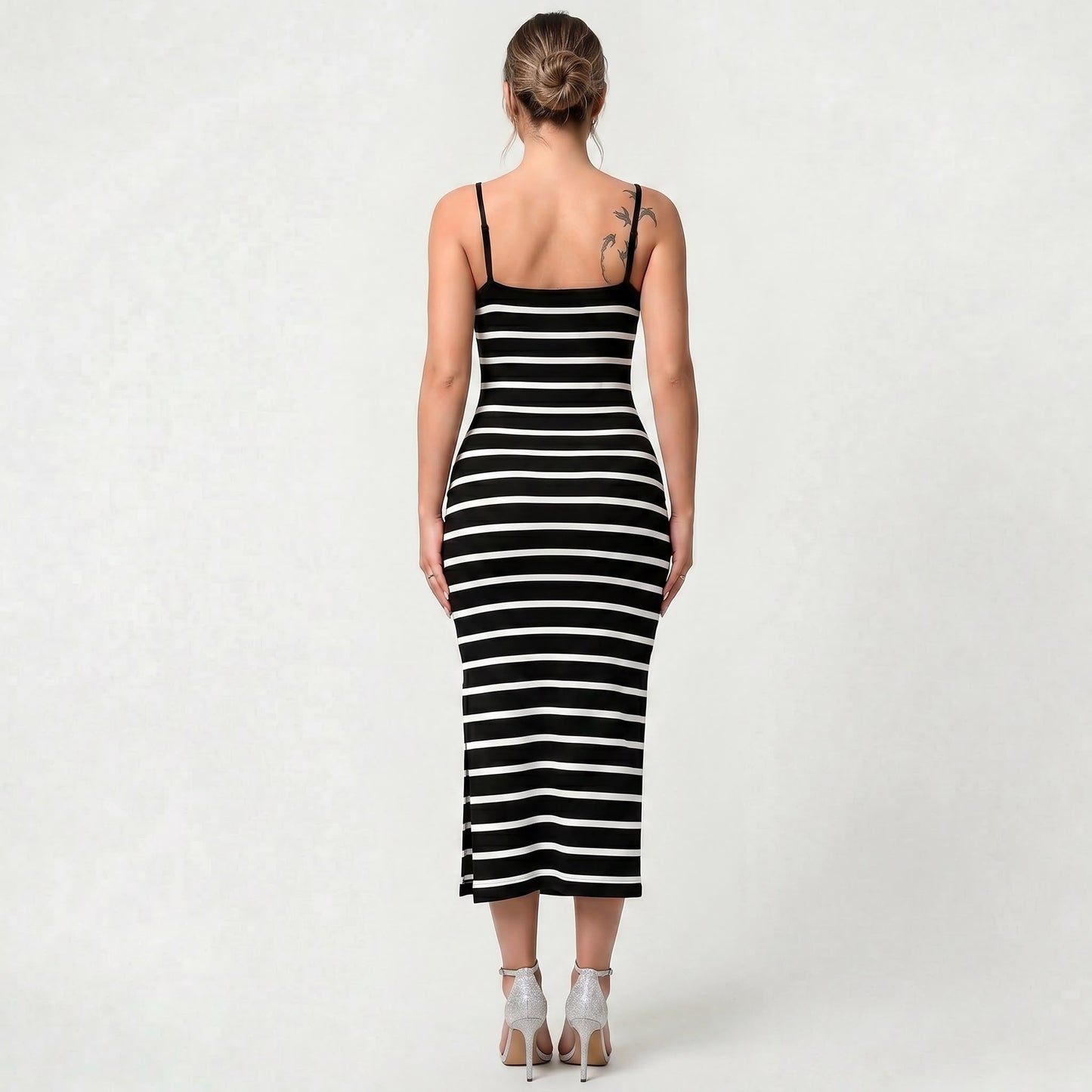Robe Midi Rayée Sans Manches pour Femme Style Décontracté Élégant