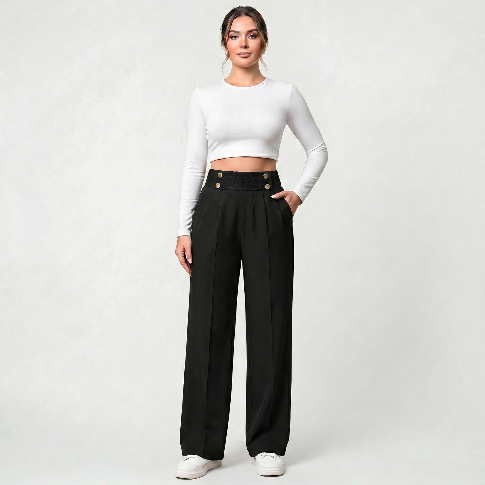 Pantalon large décontracté pour femme coupe ample respirante usage quotidien