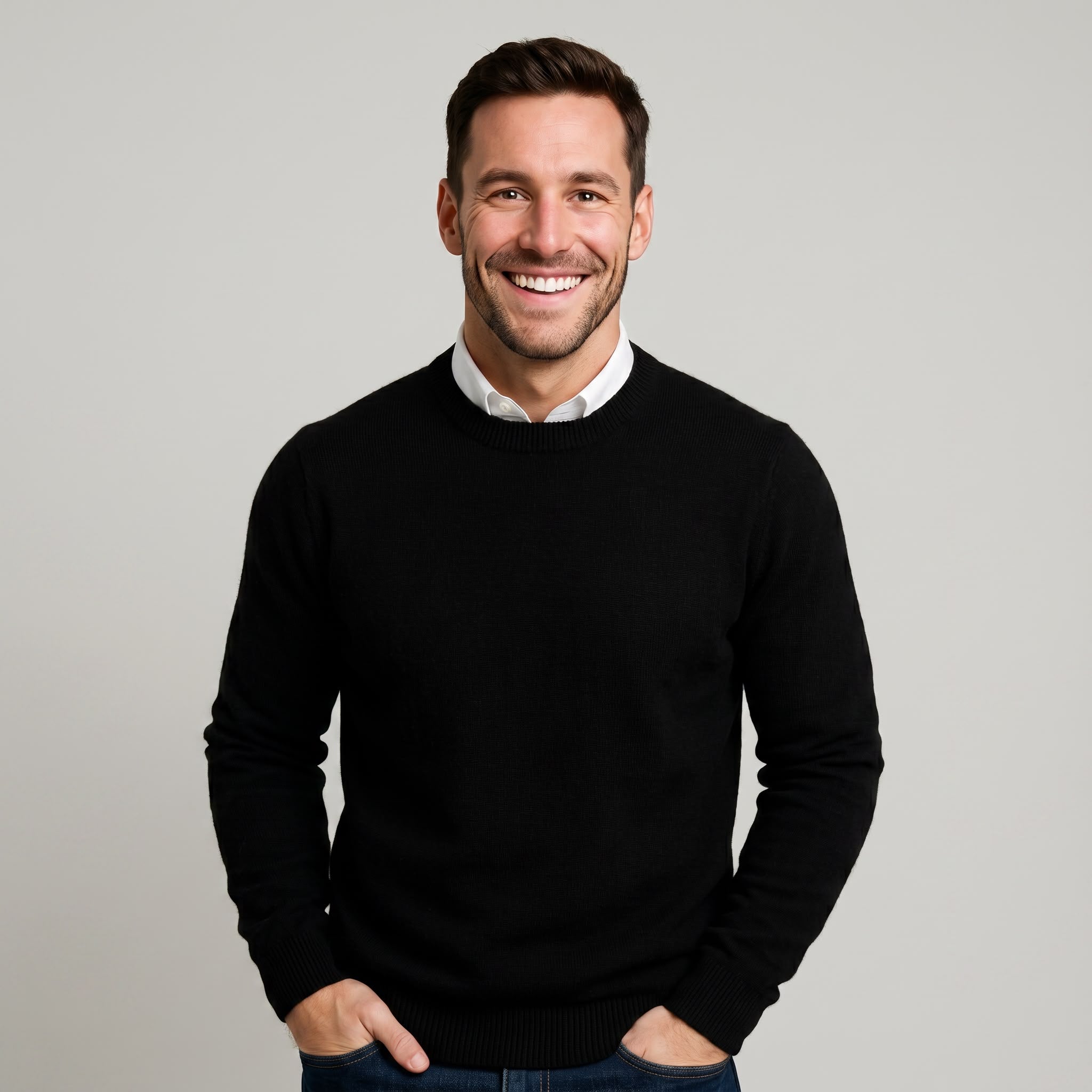 Pull classique en tricot pour hommes à col rond