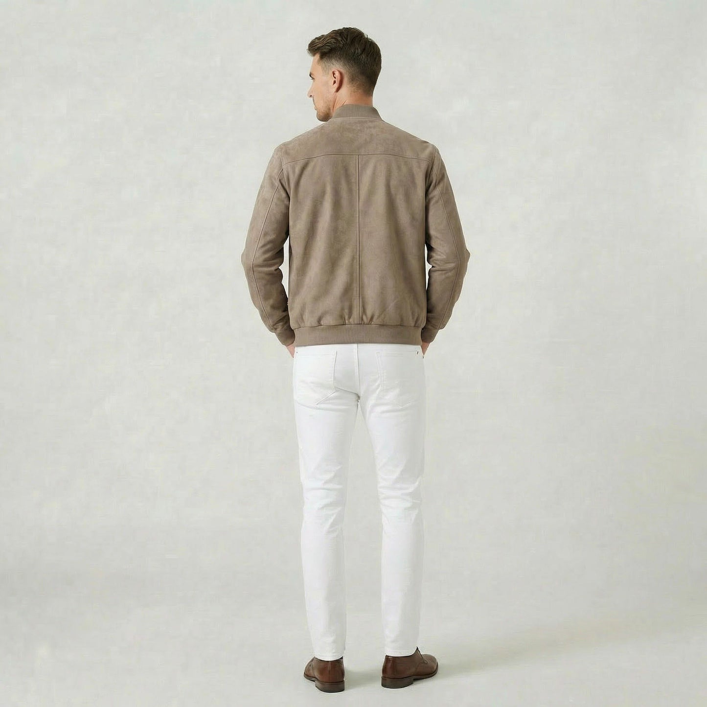 Blouson en daim pour homme coupe classique style décontracté intemporel