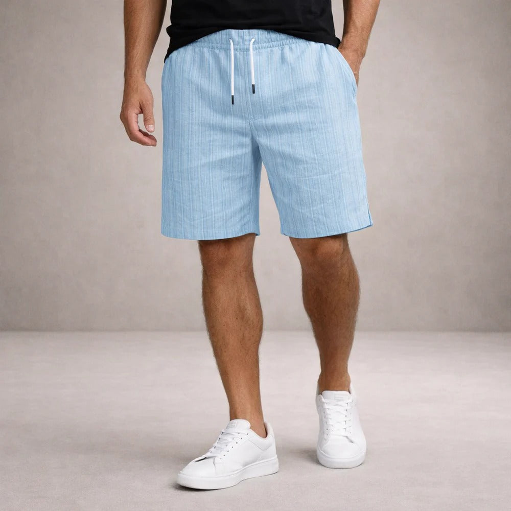 Short homme Lin, coupe régulière, respirant, décontracté d’été