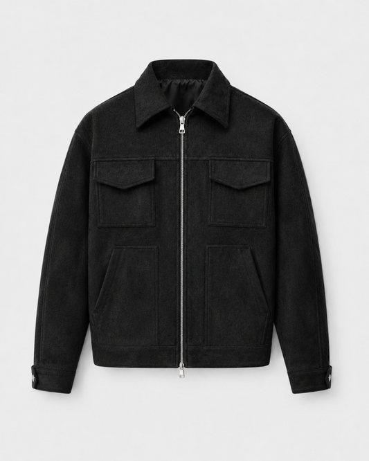Men's Suede-Look Utility Zip Jacket