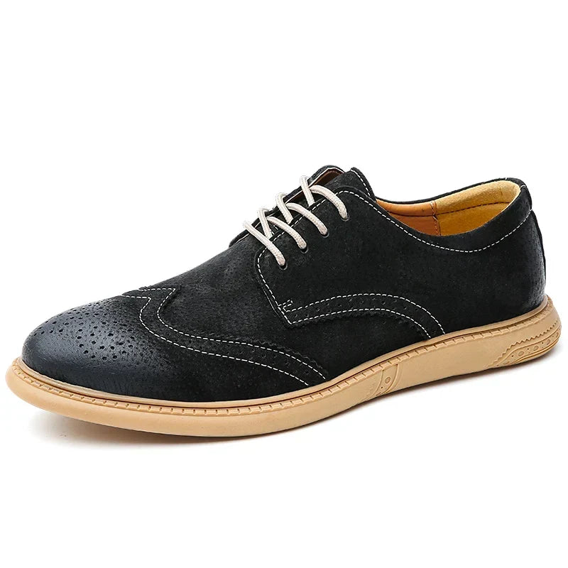 Men's Suede Wingtip Brogue Lace-Up Shoes