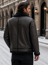 Men's Aviator Jacket Leather-Look Shearling