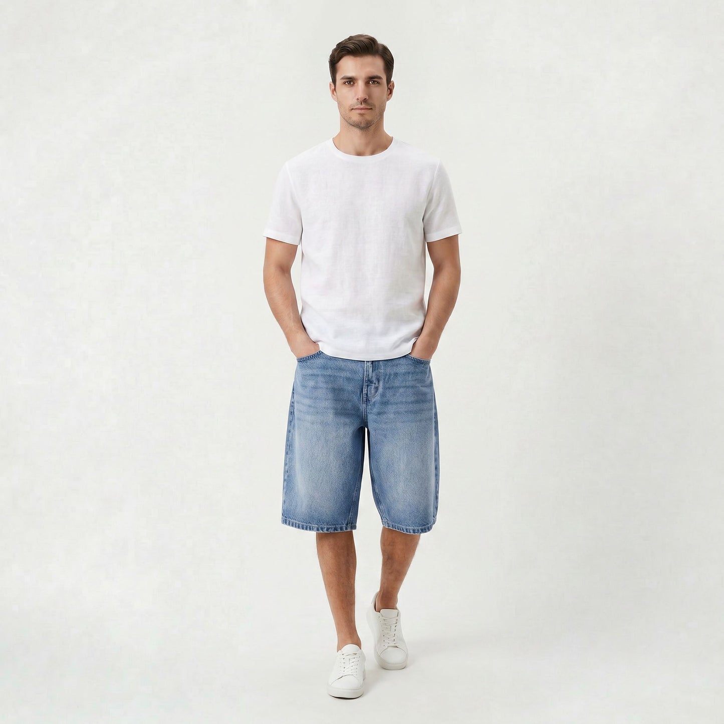 Short en Denim Coupe Droite Homme pour un Usage Quotidien en Été