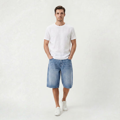Short en Denim Coupe Droite Homme pour un Usage Quotidien en Été