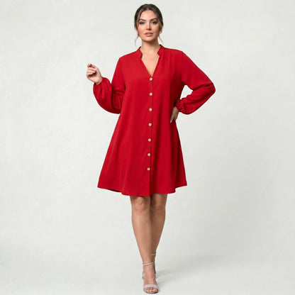 Robe Midi Intemporelle à Manches Longues pour Femme Élégante et Classique