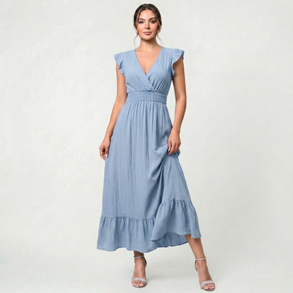 Robe Longue Sans Manches Femme Style Soirée Minimaliste Raffiné