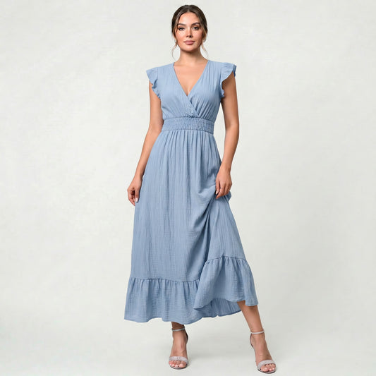 Robe Longue Sans Manches Femme Style Soirée Minimaliste Raffiné