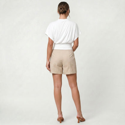 T-shirt ample à manches courtes pour femme en polyester avec col rond