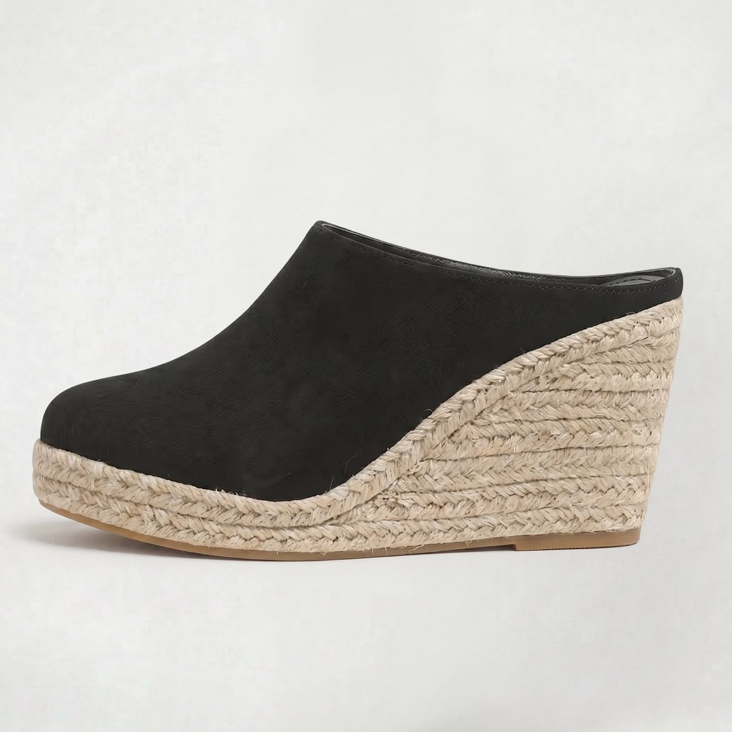 Mules compensées en suède pour femme à bout pointu et talon confortable