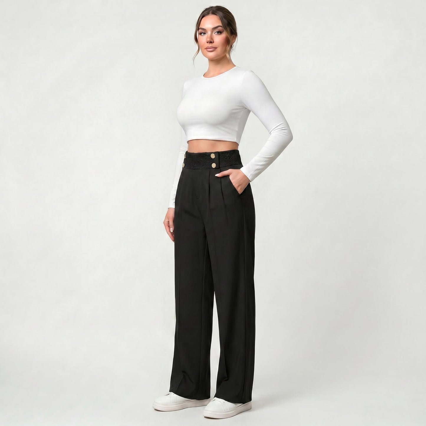 Pantalon large décontracté pour femme coupe ample respirante usage quotidien