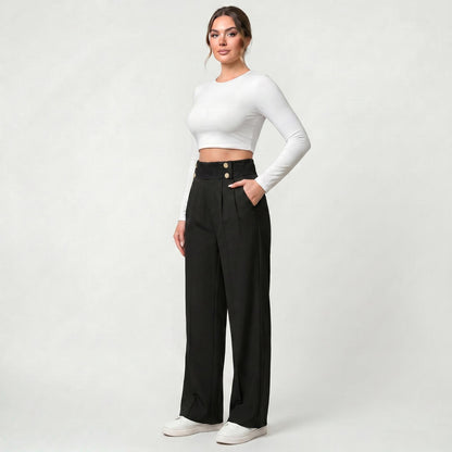 Pantalon large décontracté pour femme coupe ample respirante usage quotidien