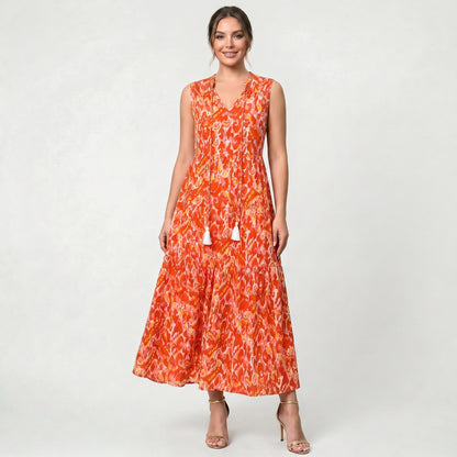 Robe longue élégante pour femme, style resort décontracté, col en V, coupe confortable