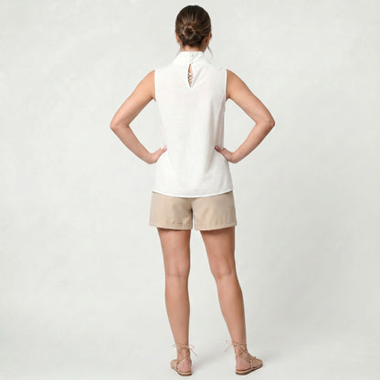 Chemisier Femme Blanc en Coton et Lin Coupe Ample Chemise d’Été