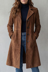 Women's Longline Coat with Vintage Suede Finish – Bronte