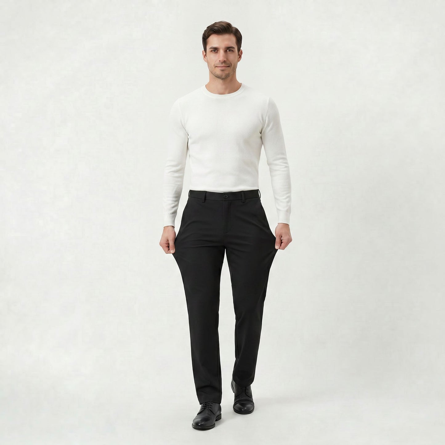 Pantalon Habillé Homme Slim Fit Stretch Coupe Droite Classique