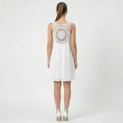 Robe décontractée femme en coton et lin, respirante, sans manches, courte