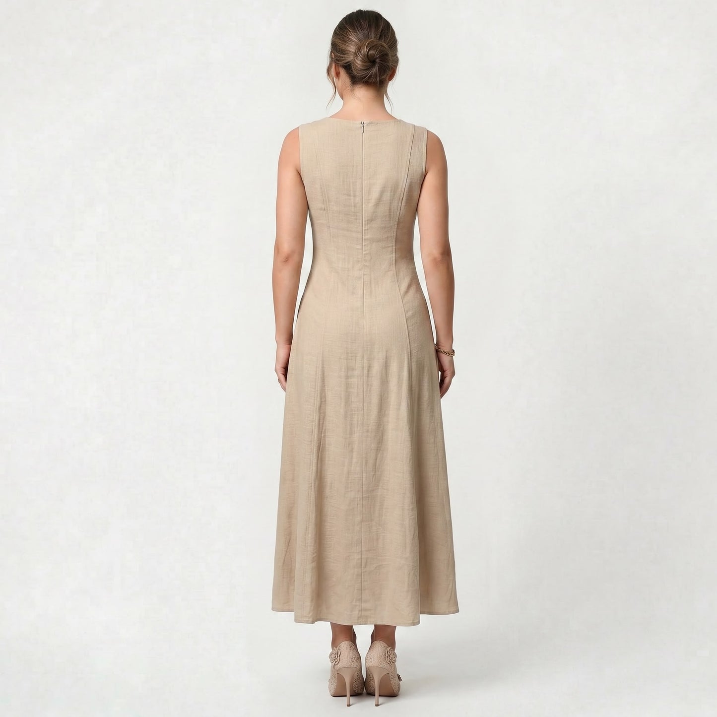 Robe Longue Sans Manches de Luxe pour Femme Coupe Élégante d’Inspiration Classique