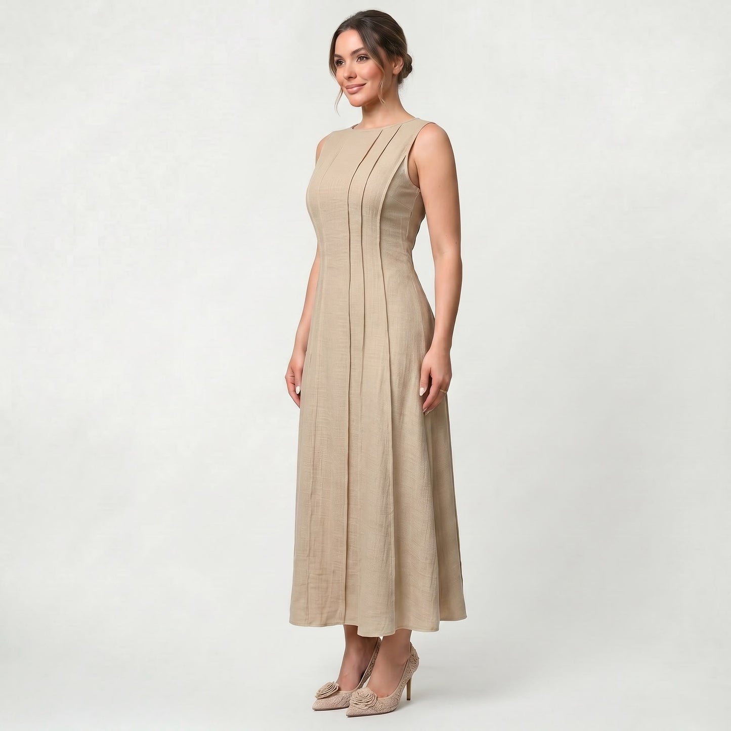 Robe Longue Sans Manches de Luxe pour Femme Coupe Élégante d’Inspiration Classique