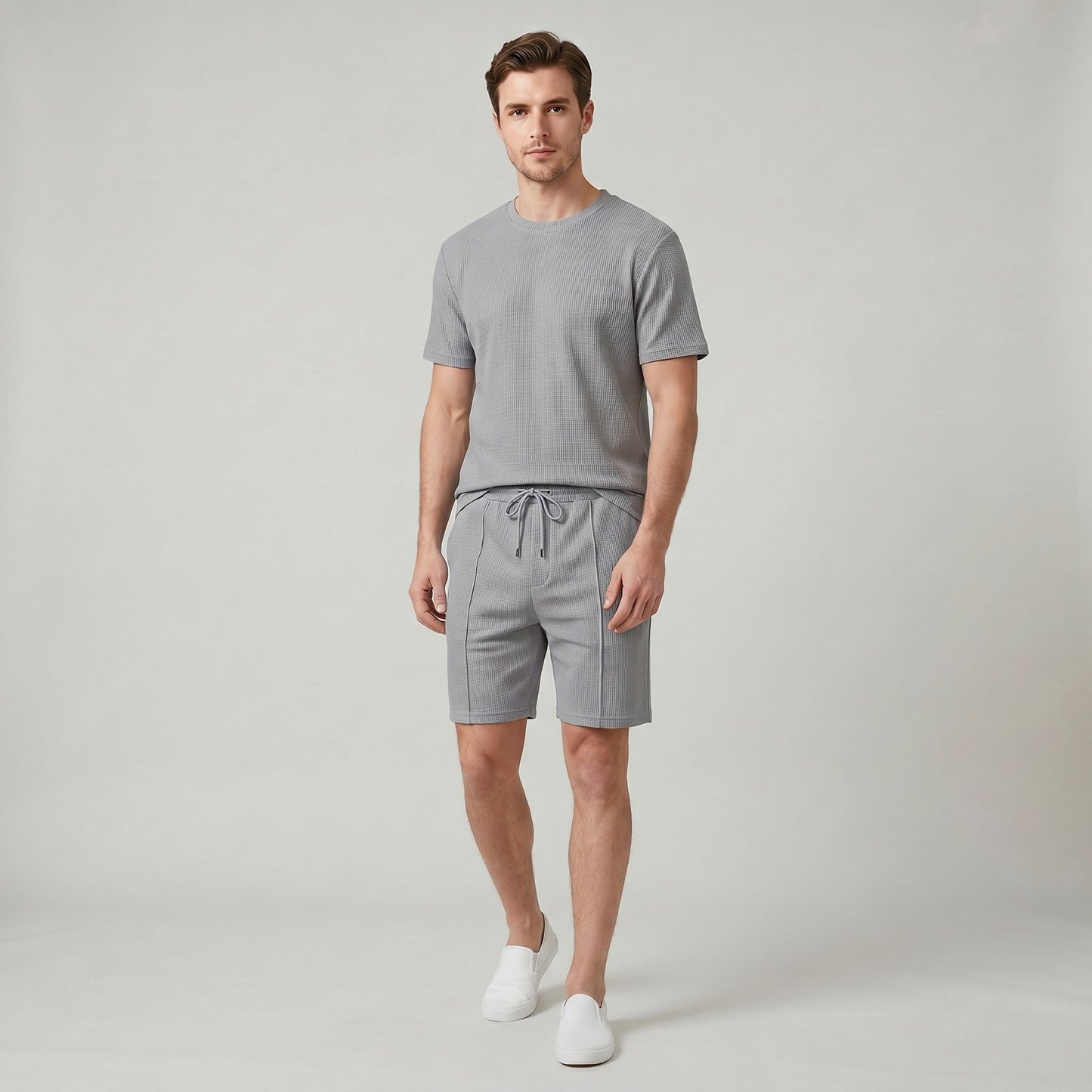 Ensemble Homme Chemise et Short Assortis Coupe Décontractée Été
