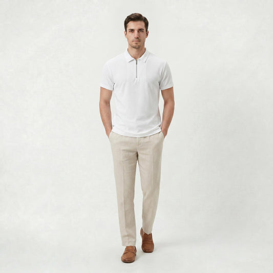 Polo Homme Coupe Slim à Col Zippé pour l’Été