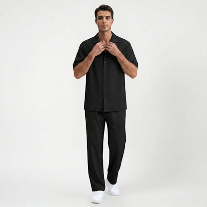 Ensemble costume homme en coton respirant à manches courtes, style quotidien