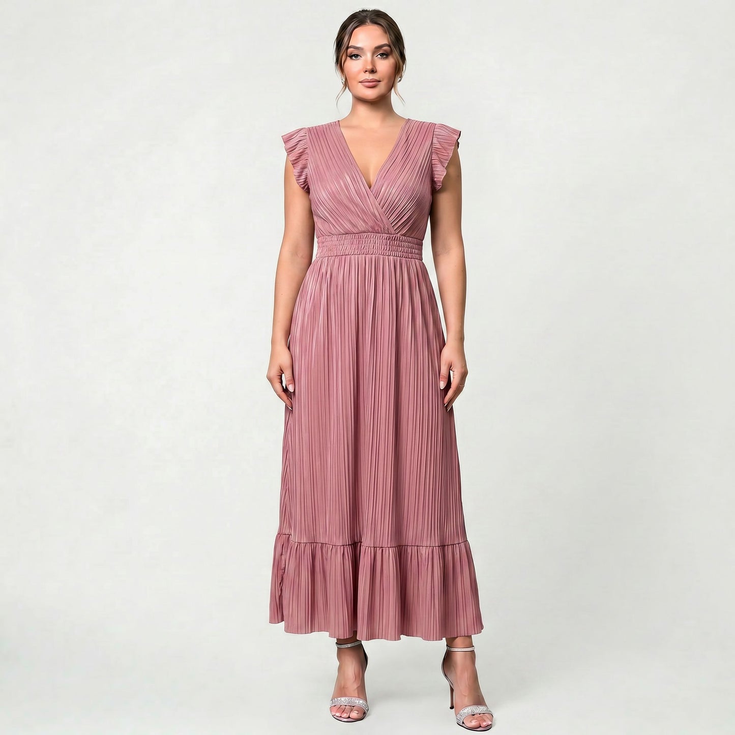 Robe Longue Sans Manches Femme Style Soirée Minimaliste Raffiné