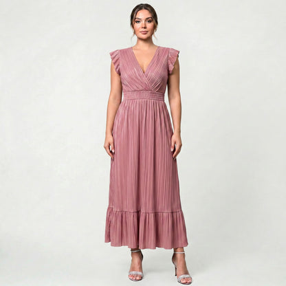 Robe Longue Sans Manches Femme Style Soirée Minimaliste Raffiné