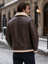 Men's Aviator Jacket Leather-Look Shearling
