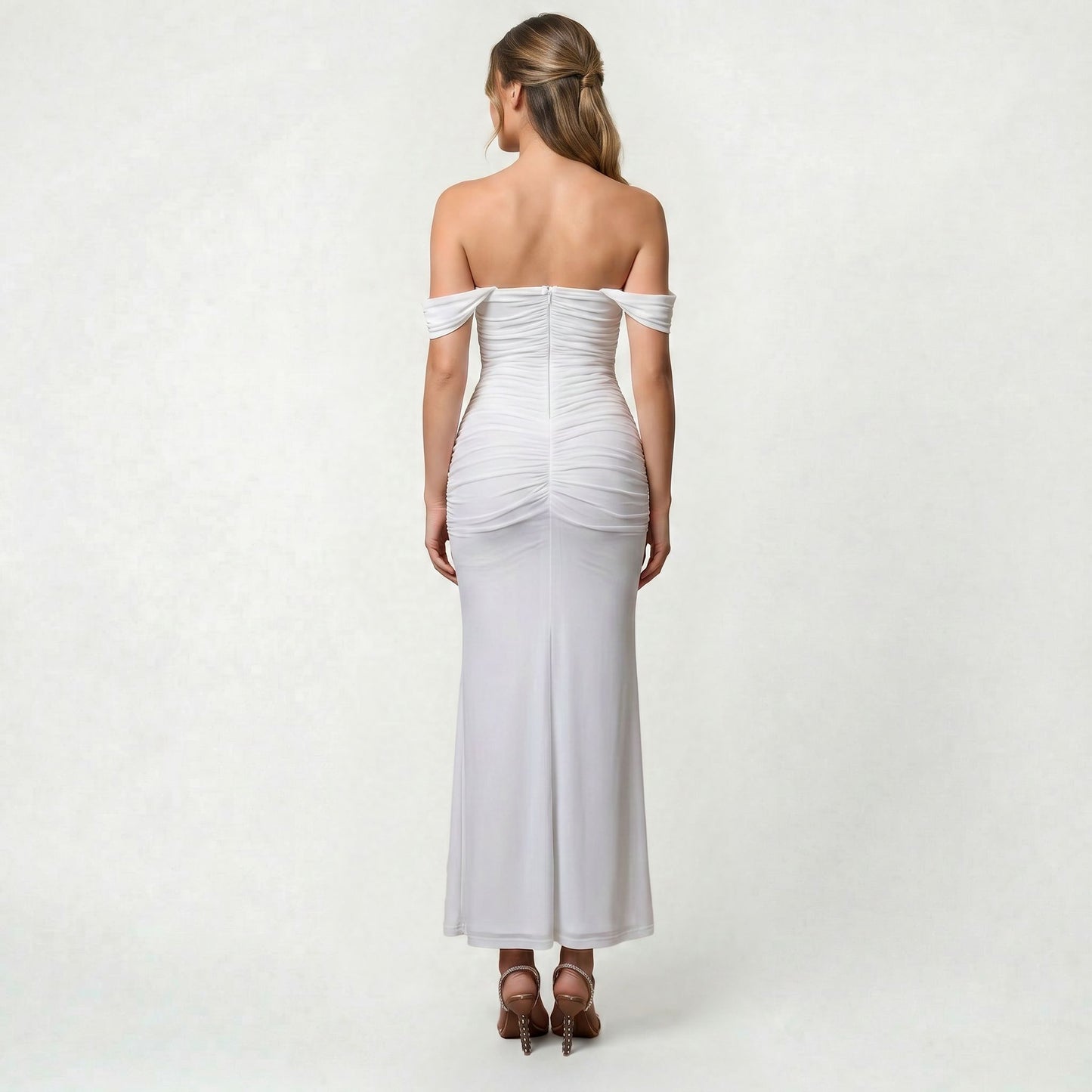 Robe Maxi Épaules Dénudées pour Femme pour Mariages et Réceptions